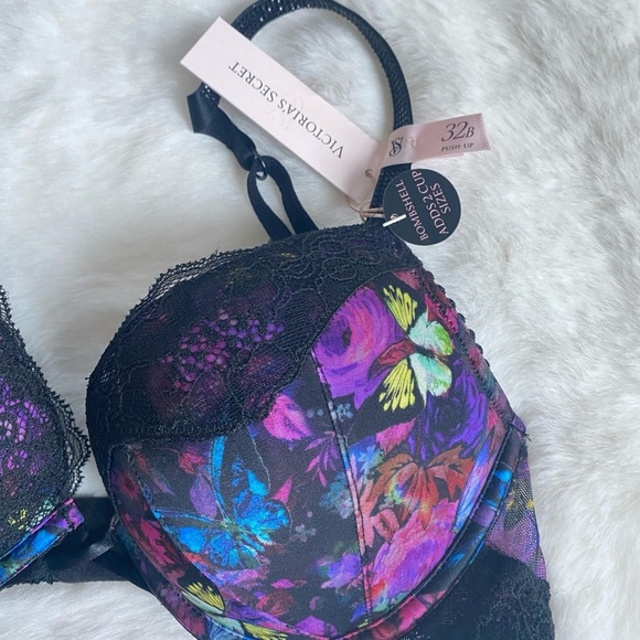 VS VERY SEXY Bombshell Add-2-Cups Shine Strap Push-Up Bra 32B Moonlight Floral - Picture 6 of 13